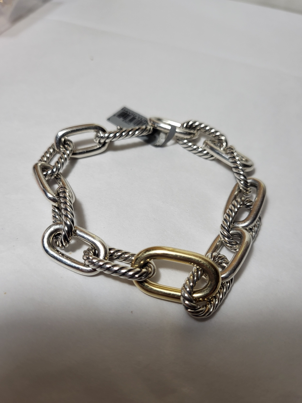 David Yurman Silver and 18K Gold Link Bracelet. #271b